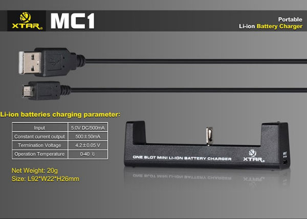XTAR MC1 18650 14500 26650 Battery Micro USB Rapid Smart Battery Charger