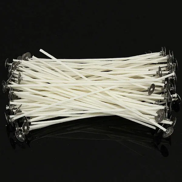 100pcs 20cm Wax Candle Cotton Wicks with Metal Sustainers