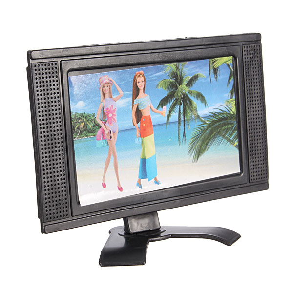 

Plastic Toy Flat Screen Furniture For Dollhouse Detachable LCD TV Televi