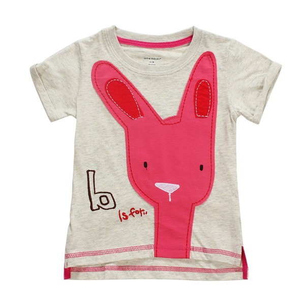 

2015 Новый маленький Maven Baby Girl Дети кролик светло-серый хлопок с коротким рукавом футболки