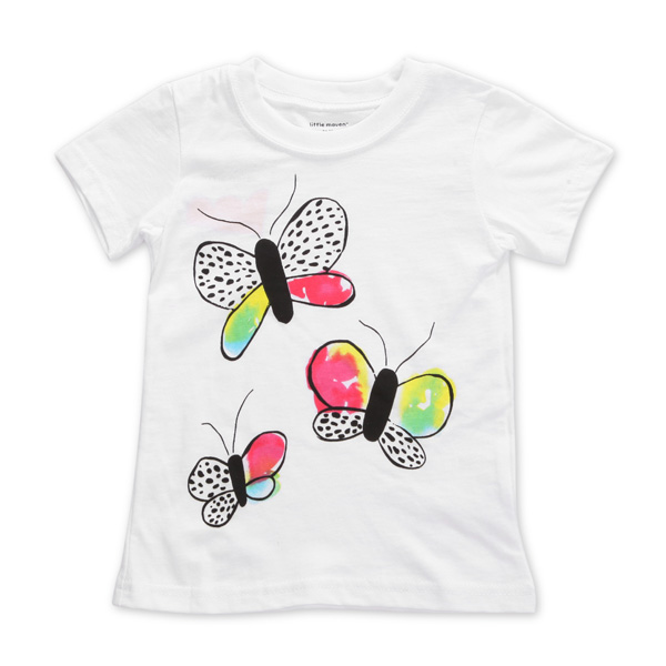 

2015 Новый маленький Maven Baby Girl Дети Бабочка Белый хлопок с коротким рукавом футболки
