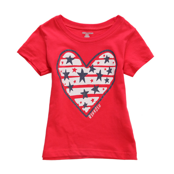 

2015 New Little Maven Summer Baby Girl Children Heart Red Cotton Short Sleeve T-shirt