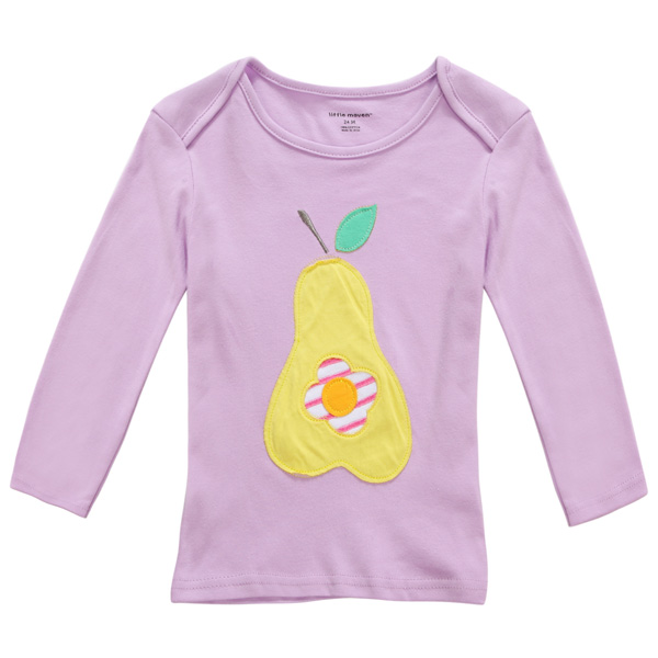 

К 2015 году новый маленький мэйвен летние девочки детская груша фиолетового из хлопка с длинным рукавом T-рубашка