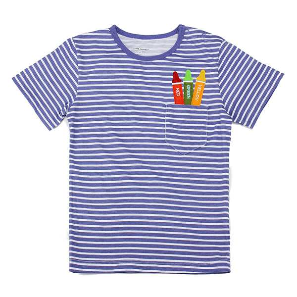 

2015 New Little Maven Light Blue Stripe Crayon Baby Children Boy Cotton Short Sleeve