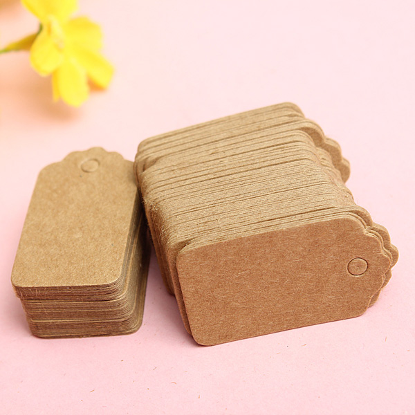 100pcs Sand Scallop Kraft Paper Label Party Wedding Gift Name Cards Hand Draw Name Card