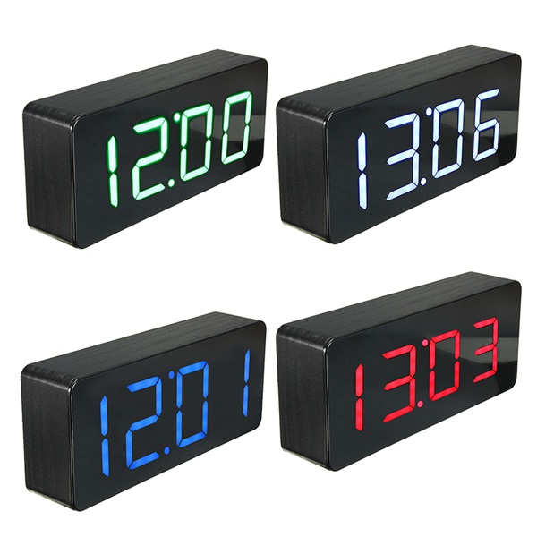 

Акриловое зеркало деревянный цифровой LED время будильник календарь термометр