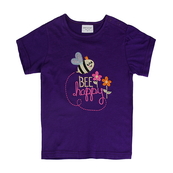 

Summer Baby Girl Children Bee Purple Cotton Short Sleeve T-shirt