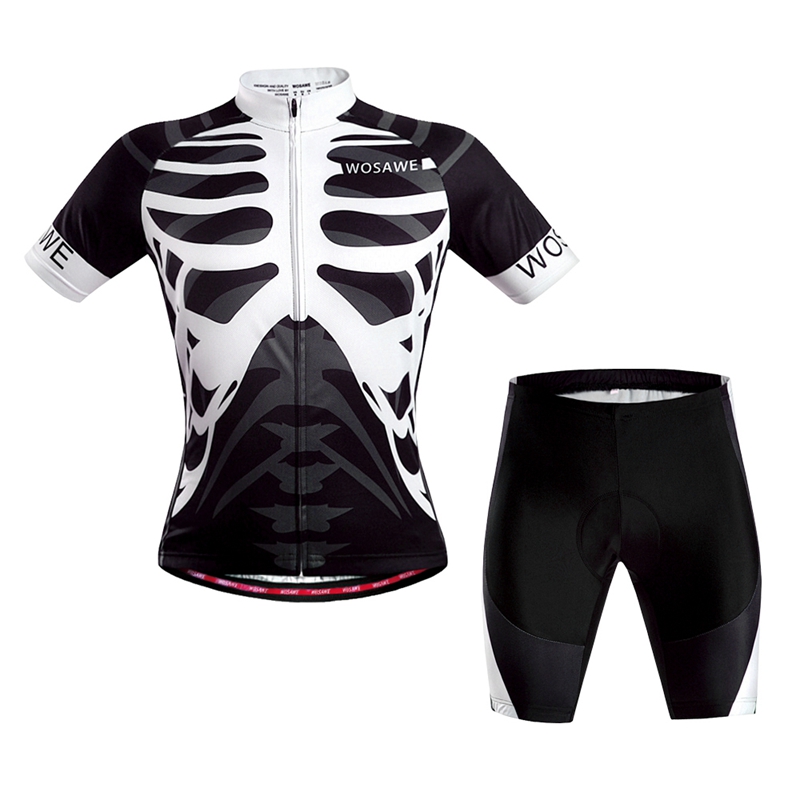 

WOSAWE Short Sleeves Cycling Jersey Cycling Clothing Set Bicycle Bike Suit Skeleton