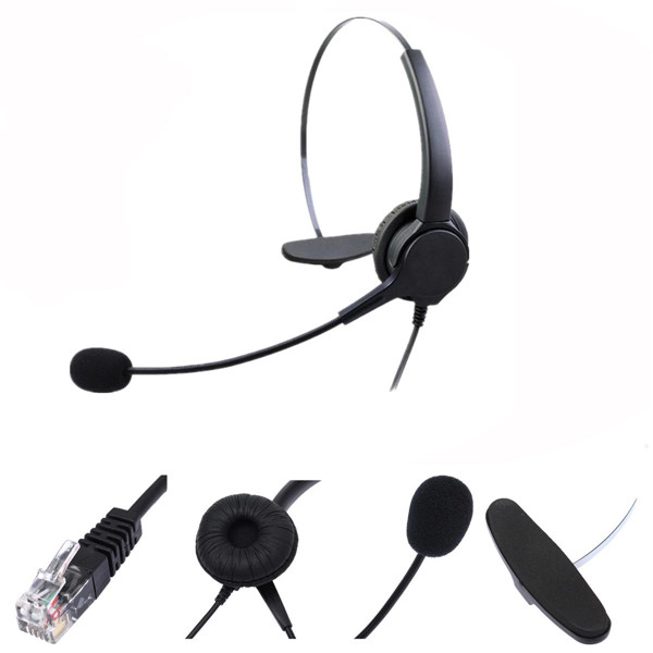 

RJ11 Telephone Headset Noise Cancelling Microphone Earphone Headphone For Desk Phones