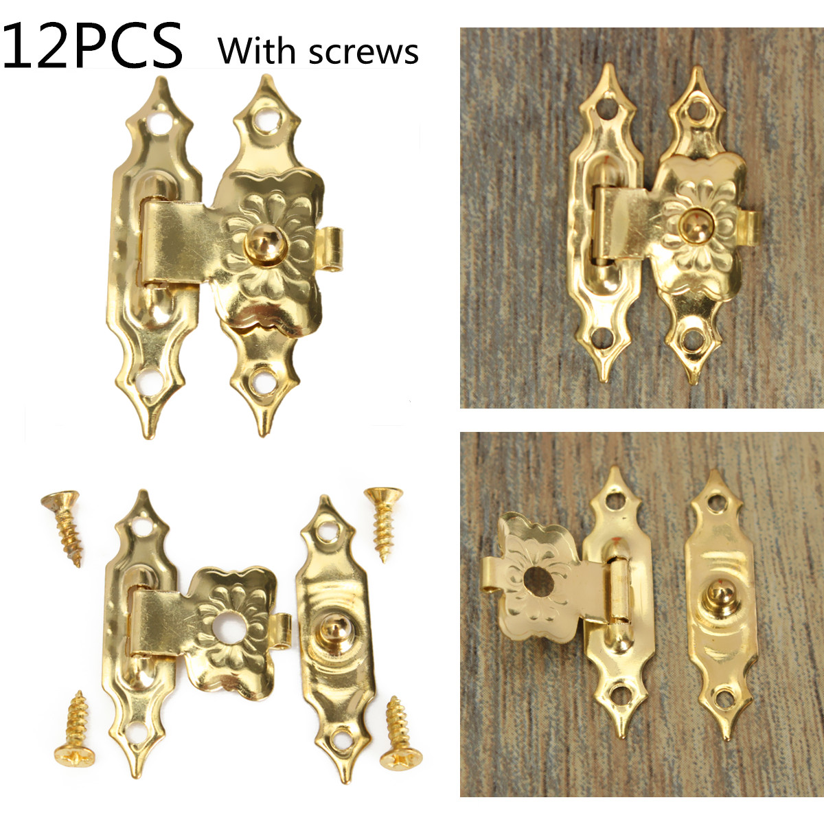 

12pcs Antique Decorative Jewelry Gift Wooden Box Hasp Latch Lock With Screw