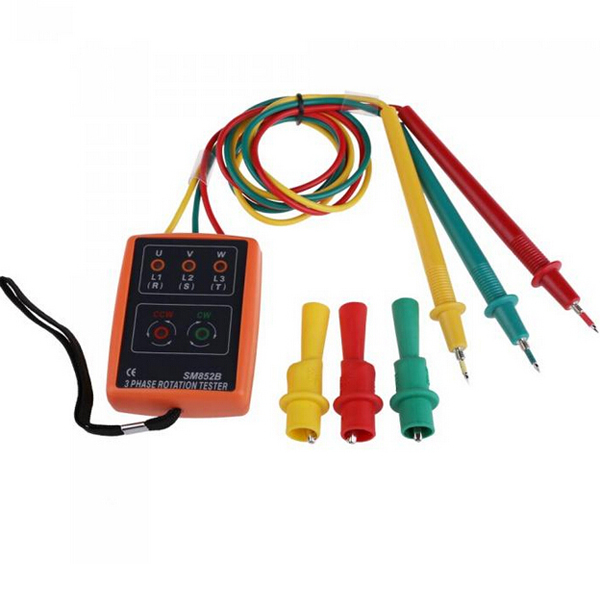 

SM852B 60V-600V AC 3 Phase Rotation Tester Indicator Detector Meter Sequence Presence With LED Buzzer