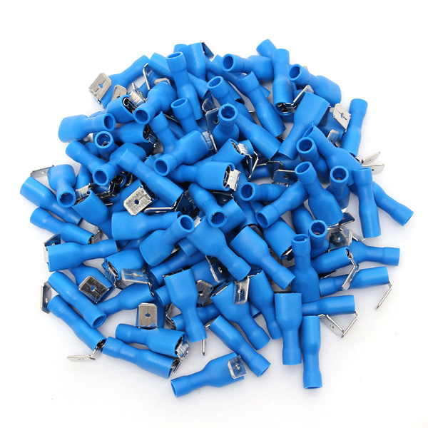 

100Pcs 16-14AWG Insulated Blue Piggy Back Splice Connector Crimp Electrical Terminals