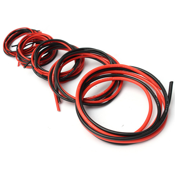 DANIU  2М AWG Мягкий силиконовый гибкий кабель провода AWG 12-20 (1 метр красный + черный 1 метр)