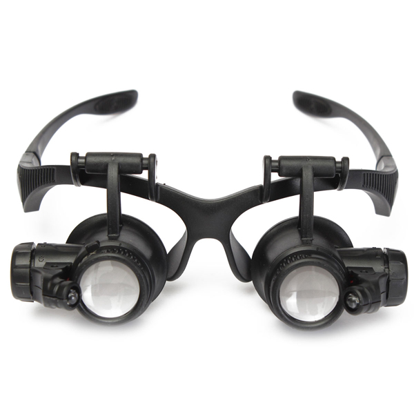 

10X 15X 20X 25X LED Magnifier Loupe Glasses Double Eye Jeweler Watch Repair Changable Lens
