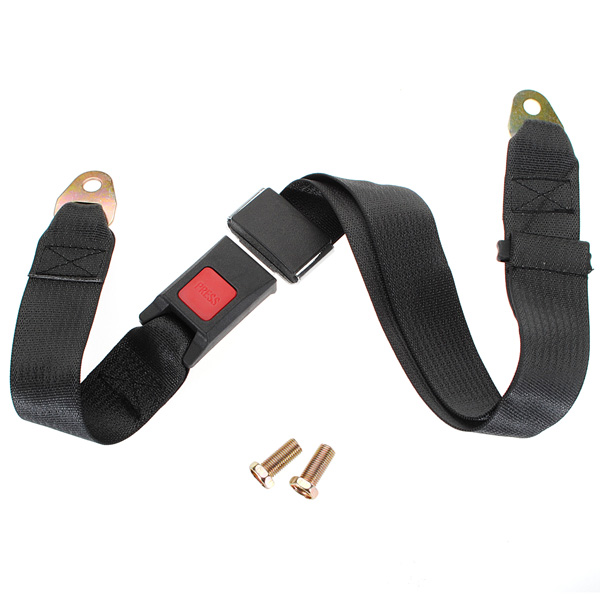 Black Car Seat Belt Lap Belt Two Point Adjustable Safety Universal Sets