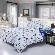 3 Or 4pcs Polyester Fiber Blue White Labyrinth Printed Double Sided Use Bedding Sets 