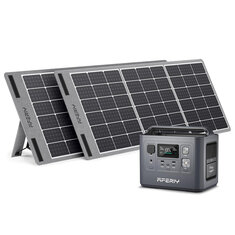 [US Direct] Aferiy P010 800W 512Wh LiFePO4 Portable Power Station +2* S100 100W Solar Panel, UPS Pure Sine Wave Camping RV Home Emergency Portable Solar Generator