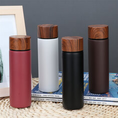 150ml Insulated Bottle Wood Grain Mini Cute Stainless Steel Thermos Cup Portable Pocket Vacuum Bottle Mini Coffee Mug with Tea Leak for Home Travel Outdoor