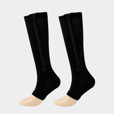 1 paire de chaussettes de compression à fermeture éclair et antidérapantes pour la prévention des varices, l'amélioration de la circulation et l'oedème variqueux