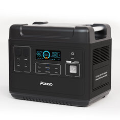 [US Direct] PONGO PSN2200 Stazione di alimentazione portatile da 2000Wh Batteria LiFePO4 Generatore solare con 6 uscite AC pura sinusoide a 110V/2200W Generatore portatile con uscita RV da 25A per campeggio all'aperto