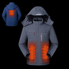 Tenho uma jaqueta elétrica masculina TENGoo com 3 zonas de aquecimento nas costas e no abdômen, 3 modos de carregamento USB, roupas térmicas refletivas para o inverno.