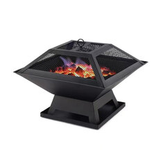 [USA Direct] Square BBQ Grill Outdoor Heater Garden Outdoor Fireplace Portable Fire Pit Contracted Barbecue Brazier Wood Stove Warm, 8222
