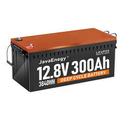 [US 직배] JavaEnegy 12V 300Ah 3840Wh LiFePO4 배터리 내장 200A BMS, 4000+ 깊은 사이클 완벽한 대체 솔라 윈드 저장 시스템 RV 마린 오프 그 리드 리튬 배터리