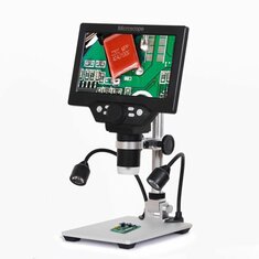 Microscopio digitale MUSTOOL G1200D da 12MP con schermo a colori da 7 pollici, grande base, display LCD, ingrandimento continuo da 1 a 1200X con luce