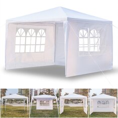 [US/UK/FR Direct] Camping Survivals 3 x 3m Wodoodporny namiot z trzech stron Przenośny wodoodporny daszek przeciwsłoneczny ze spiralnymi rurami Odpowiedni do podróży na zewnątrz Camping Biały