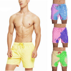 Разноцветные плавки для мужчин, меняющие цвет на пляже, для плавания и серфинга, быстросохнущие шорты.