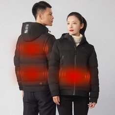 PMA Smarta uppvärmningsjackor med 3-växelreglering, uppvärmd unisexväst, Graphene Intelligent Heating USB-elektrisk termisk kläder med huva, vinterutrustning för utomhusbruk.