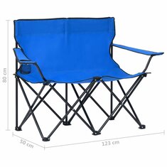 Sedia da campeggio Sedia pieghevole in acciaio per 2 persone per campeggio all'aperto, escursionismo, viaggi, blu
