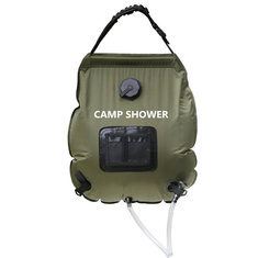 20-litrowa składana torba na prysznic na świeżym powietrzu do kempingu, wspinaczki, podróży samochodem z ogrzewaniem słonecznym i termometrem.