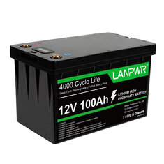 [EU Direct] LANPWR 12V 100Ah LiFePO4 lítium akkumulátor csomag tartalék teljesítmény 1280 Wh energia 4000+ mély ciklusok beépített 100 A BMS 24,25 lb könnyű súly támogatás sorozatban Párhuzamos Tökéletes a legtöbb tartalék motor cse