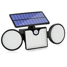 Outdoor Solar Powered Flood Lights With Movement Detection 3 Adjustable Heads And 270° Wide Angle