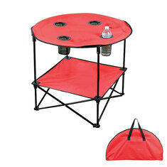 600D vászon tengerparti asztal összecsukható könnyű asztali 4 pohártartó hordozható piknik kempingasztal tároló táskával