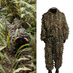 Odzież wojskowa OUTERDO 3D Leaves Woodland Camouflage i spodnie do polowań w dżungli, strzelania i airsoftu dzikiej przyrody.