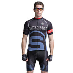 Conjunto de ciclismo de manga curta masculino, calções de bicicleta, camisa esportiva de secagem rápida e respirável para o verão