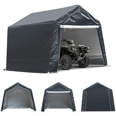 12x7,4 Ft Motorrad Carport Tragbar UV Wasserdichte Abdeckung Lagerschuppen Campingzelt Überdachung Shelter Gartenterrasse