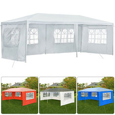 3x12m 4 Side Gazebo Shelter Waterproof Canopy Wall Gazebo Shelter with Window without Top Outdoor Camping Travel