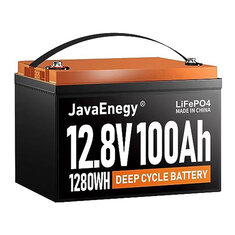[US Direct] JavaEnegy 12V 100Ah Lifepo4 Battery Built-in 100A BMS Lithium Iron Phosphate Battery For 12V 24V 48V Solar Storage EV RV Boat,Perfect for Trolling Motor Camper Van Solar/Wind system