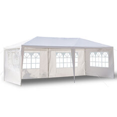[US/UK/FR Direct] Abri de parasol extérieur 3 x 6 m avec cadre pavillon de belvédère extérieur avec 4 parois latérales amovibles adapté pour camping tente de mariage.