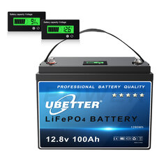 [EU Direct] UBETTER LiFePO4 100Ah Mini 12V Bateria litowa LiFePO4 100A BMS Battery z 4000+ cyklami i 10 latami, Maks. 1280Wh Bateria litowa, Mini rozmiar do samochodu kempingowego, RV, systemów Off-Grid