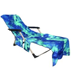 椅子用の210 x 75cmの折り畳み式ビーチタオル、多機能なポケット付きのタイダイ染め吸水性キャンプマットタオル