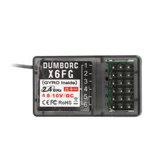 DUMBORC X6FG 2.4GHz 6CH RCレシーバーは、RC X6ラジオトランスミッターリモートコントローラー用のジャイロ感度調整機能付きです