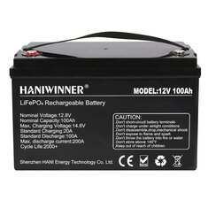 [US Direct] HANIWINNER 12.8V 100Ah LiFePO4 Lithium Battery Pack 1280Wh Energy Backup Power 2000+ Cycles Built-in BMS Waterproof Perfect for Replacing Most of Backup Power RV Boats Solar Off-Grid In Series/Parallel HD009-10