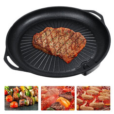 Aluminum 38.5cm BBQ Grill Plate Barbecue Non Stick Coating Roaster Plate for Camping Picnic