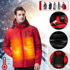 3 Modları USB Elektrikli Isıtmalı Mont Outdoor Su Geçirmez Erkekler Kapşonlu Isıtma Ceket Termal Kış Sıcak Giysiler
