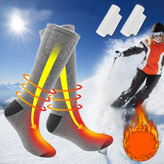 USB Rechargeable 40-55℃ Electric Heated Socks Outdoor Camping Traveling Winter Warm Socks Feet Warmer 
