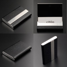 IPRee® Ultra-vékony minimalist PU pénztárcák, rozsdamentes acél fémkártyatartó, hordozható azonosítókártya-tároló doboz férfiak számára.